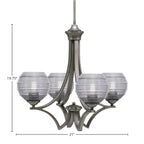 Zilo Four Light Chandelier in Graphite with 6" Smoke Ribbed Shade