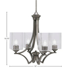Zilo Four Light Chandelier in Graphite with 4" Square Clear Bubble Shade