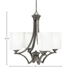 Zilo Four Light Chandelier in Graphite with 4" Square White Muslin Shade