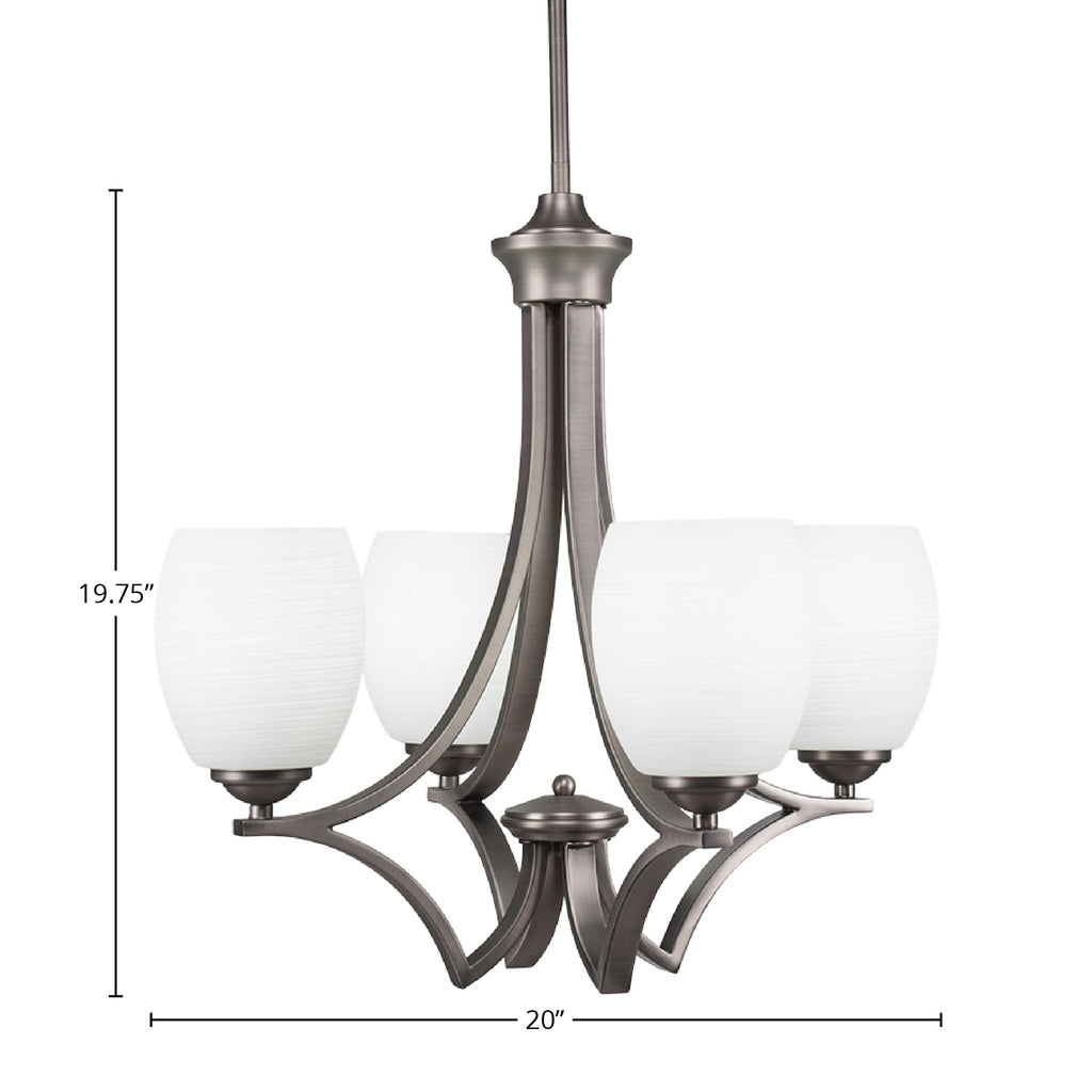 Zilo Four Light Chandelier in Graphite with 5" White Linen Shade