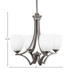 Zilo Four Light Chandelier in Graphite with 5" White Linen Shade
