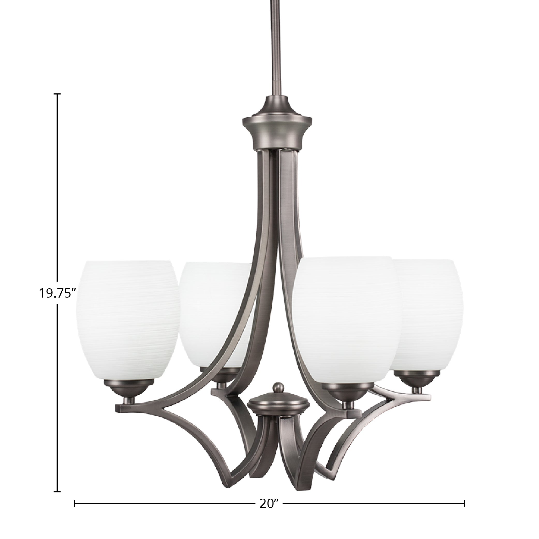 Zilo Four Light Chandelier in Graphite with 5" White Linen Shade