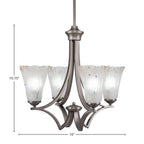 Zilo Four Light Chandelier in Graphite with 5.5" Fluted Frosted Crystal Shade