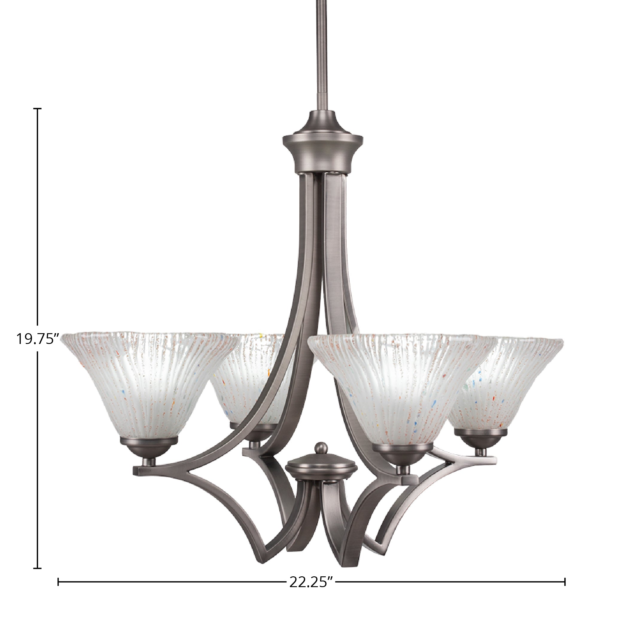 Zilo Four Light Chandelier in Graphite with 7" Frosted Crystal Shade