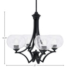 Zilo Four Light Chandelier in Matte Black with 7" Clear Bubble Shade