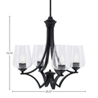 Zilo Four Light Chandelier in Matte Black with 5" Clear Bubble Shade