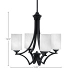Zilo Four Light Chandelier in Matte Black with 4" White Marble Shade