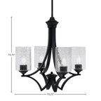 Zilo Four Light Chandelier in Matte Black with 4" Smoke Bubble Shade