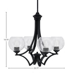 Zilo Four Light Chandelier in Matte Black with 5.75" Clear Bubble Shade