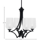 Zilo Four Light Chandelier in Matte Black with 5" Clear Textured Shade