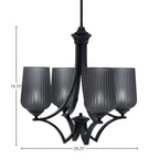Zilo Four Light Chandelier in Matte Black with 5" Smoke Textured Shade