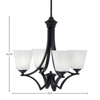 Zilo Four Light Chandelier in Matte Black with 4.5" Square White Muslin Shade