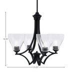 Zilo Four Light Chandelier in Matte Black with 6.25" Clear Bubble Shade