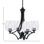 Zilo Four Light Chandelier in Matte Black with 6" Clear Bubble Shade