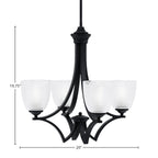 Zilo Four Light Chandelier in Matte Black with 5" Clear Ribbed Shade