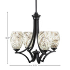 Zilo Four Light Chandelier in Matte Black with 5" Natural Fusion Shade