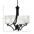 Zilo Four Light Chandelier in Matte Black with 4" Square White Muslin Shade