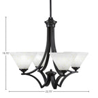 Zilo Four Light Chandelier in Matte Black with 7" Gold Ice Shade