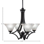 Zilo Four Light Chandelier in Matte Black with 7" Frosted Crystal Shade