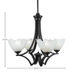 Zilo Four Light Chandelier in Matte Black with 7" Gold Ice Shade