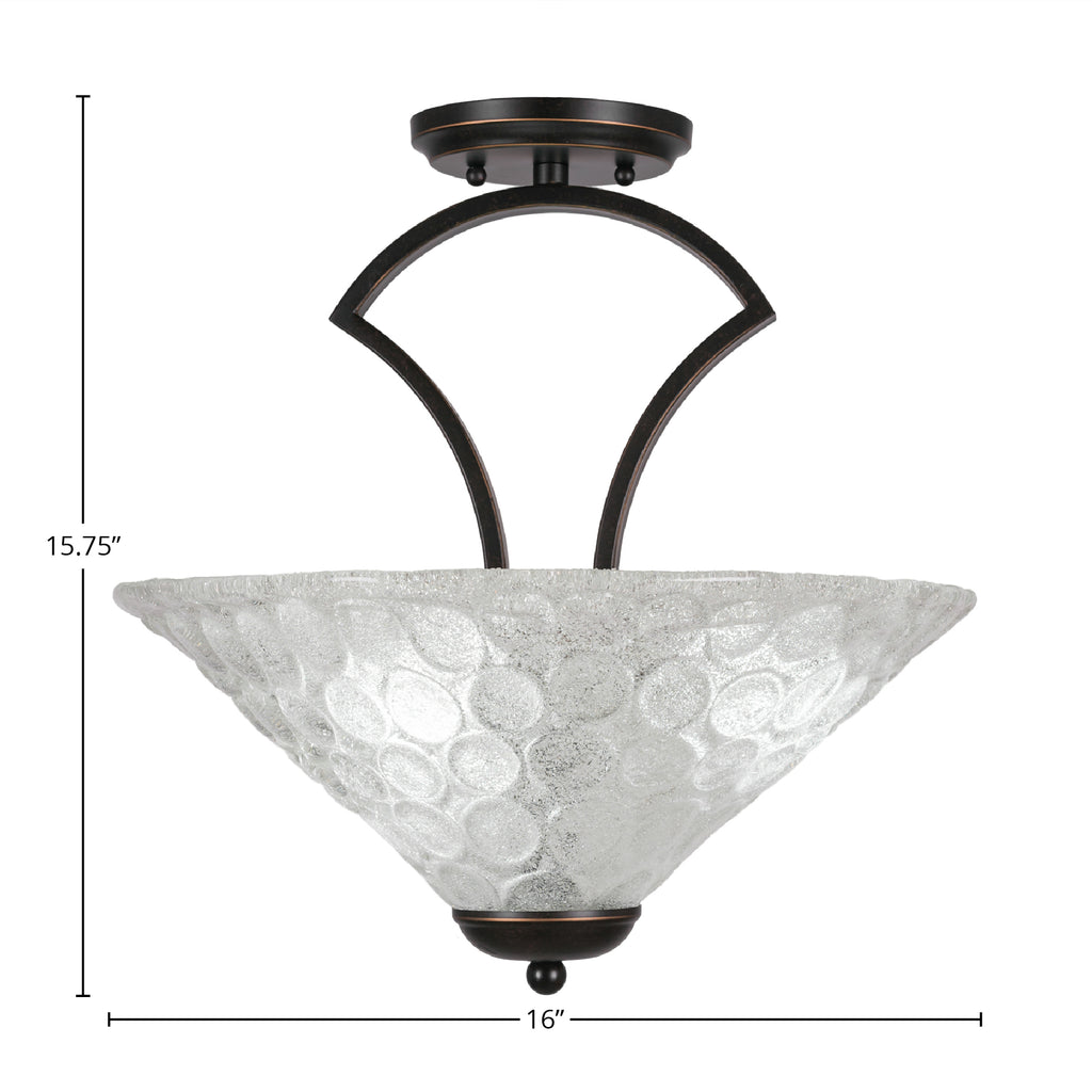Zilo Three Light Semi-Flush Mount in Dark Granite with 16" Italian Bubble Shade