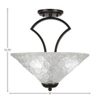 Zilo Three Light Semi-Flush Mount in Dark Granite with 16" Italian Bubble Shade