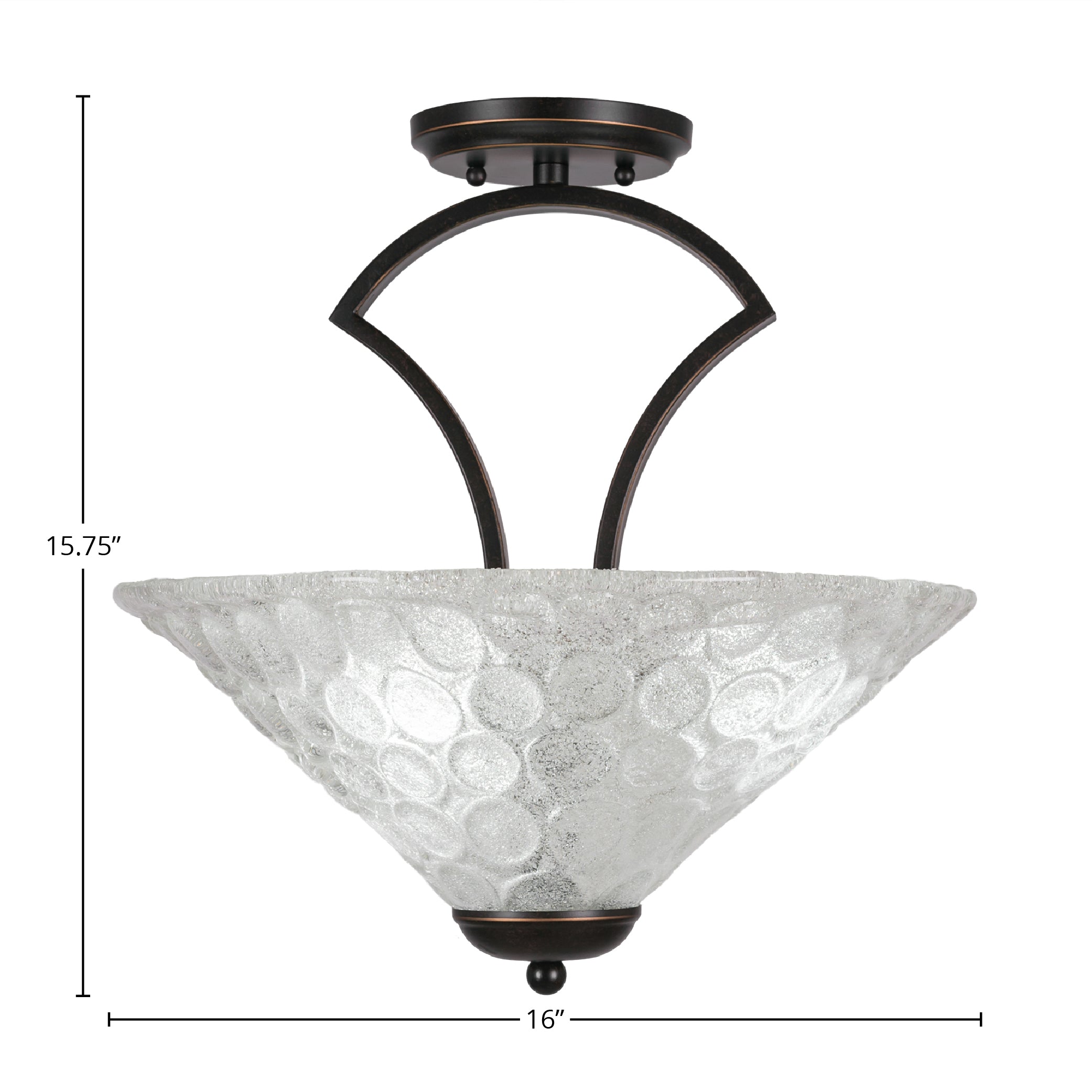 Zilo Three Light Semi-Flush Mount in Dark Granite with 16" Italian Bubble Shade