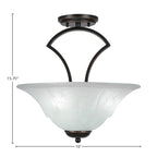 Zilo Three Light Semi-Flush Mount in Dark Granite with 16" White Marble Shade
