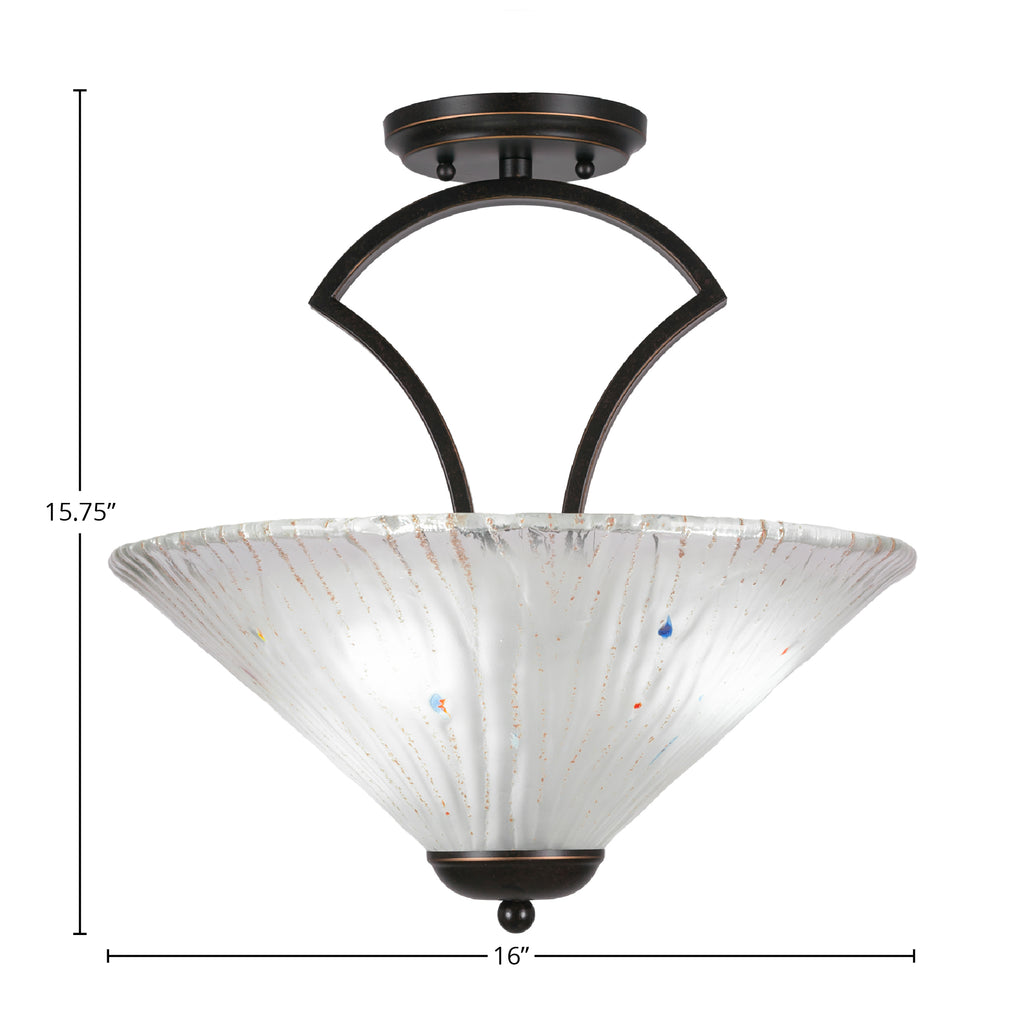 Zilo Three Light Semi-Flush Mount in Dark Granite with 16" Frosted Crystal Shade