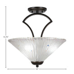 Zilo Three Light Semi-Flush Mount in Dark Granite with 16" Frosted Crystal Shade