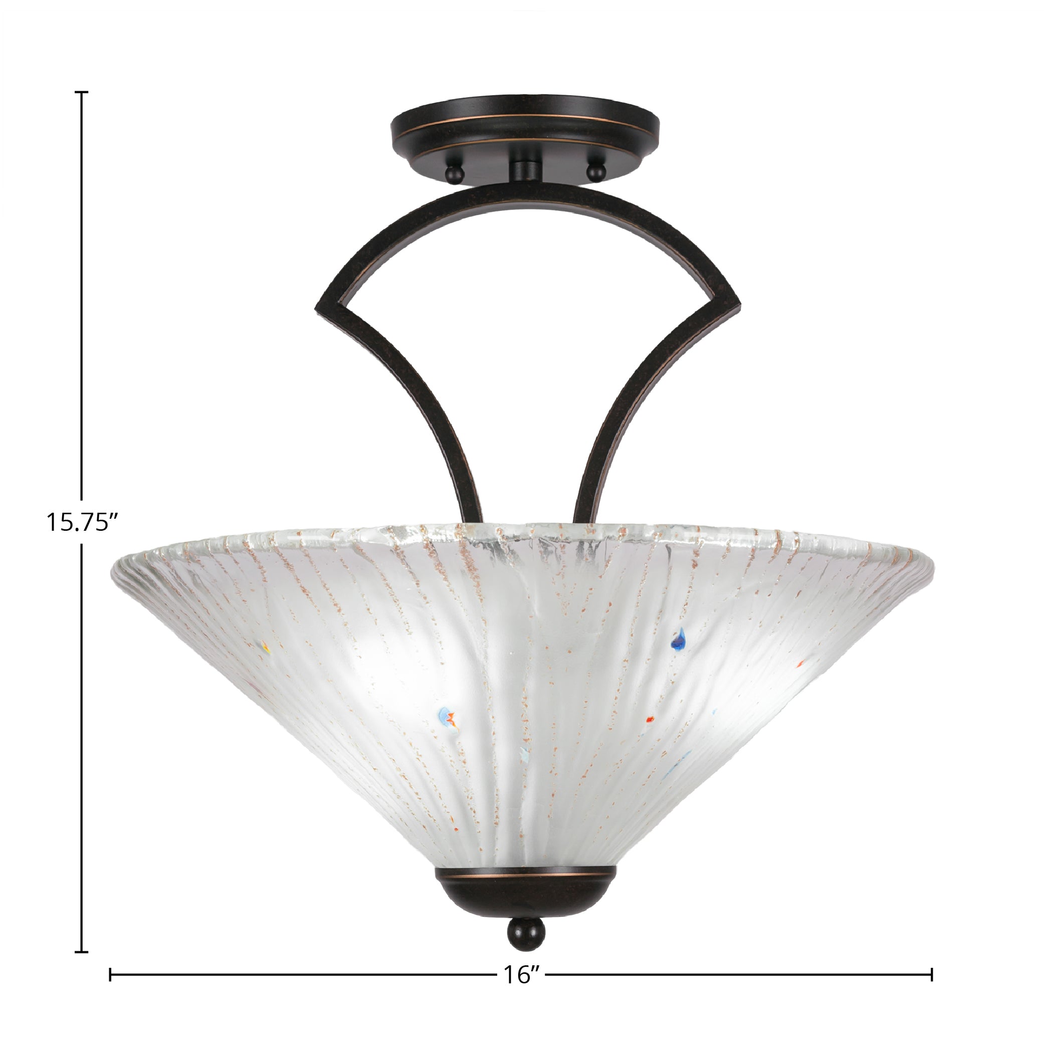 Zilo Three Light Semi-Flush Mount in Dark Granite with 16" Frosted Crystal Shade