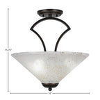 Zilo Three Light Semi-Flush Mount in Dark Granite with 16" Gold Ice Shade