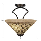 Zilo Three Light Semi-Flush Mount in Dark Granite with 16" Chocolate Icing Shade
