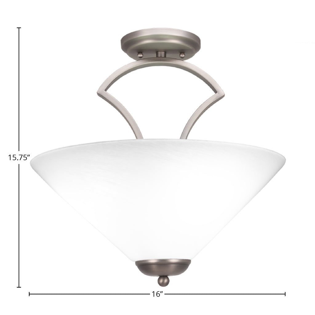 Zilo Three Light Semi-Flush Mount in Graphite with 16" White Marble Shade