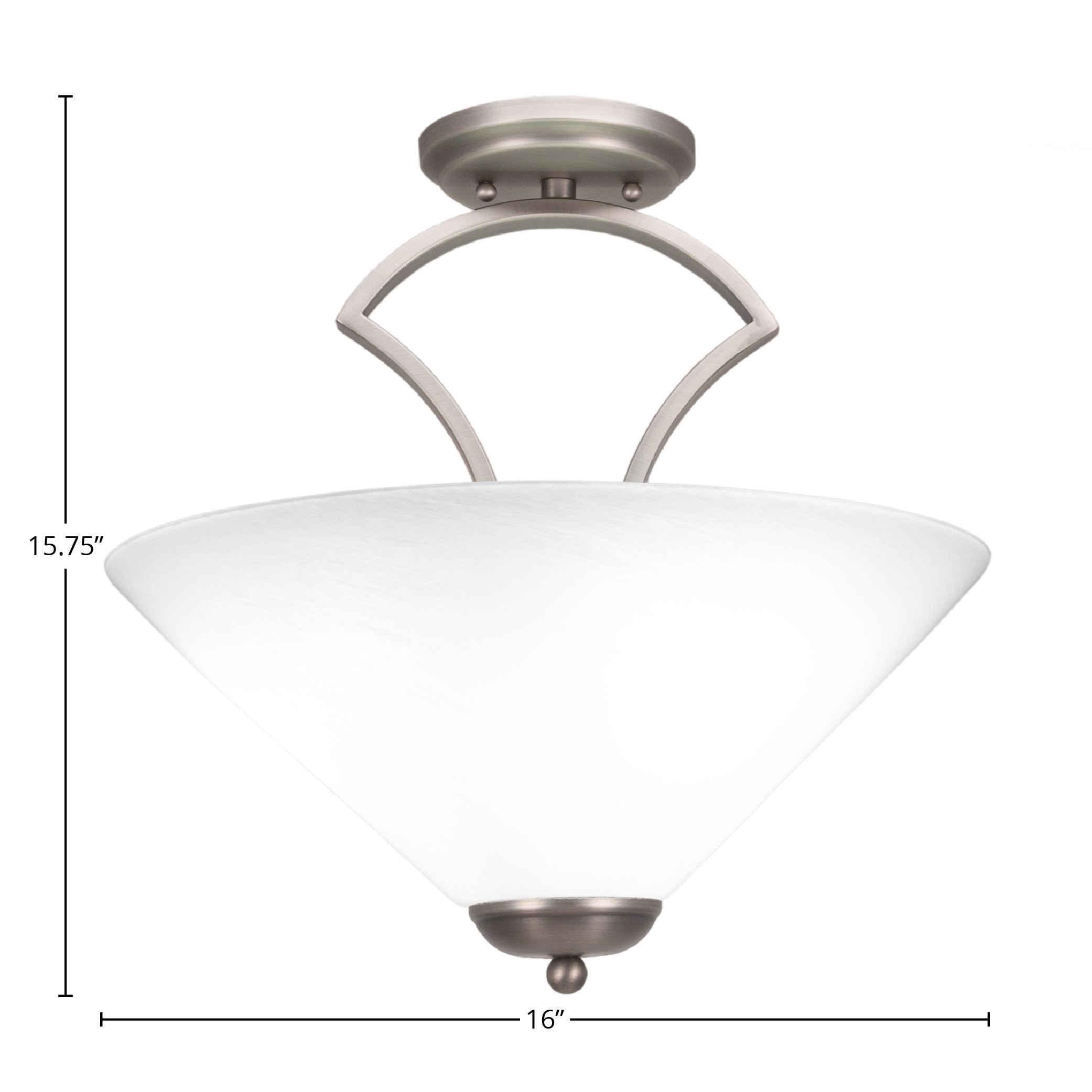 Zilo Three Light Semi-Flush Mount in Graphite with 16" White Marble Shade