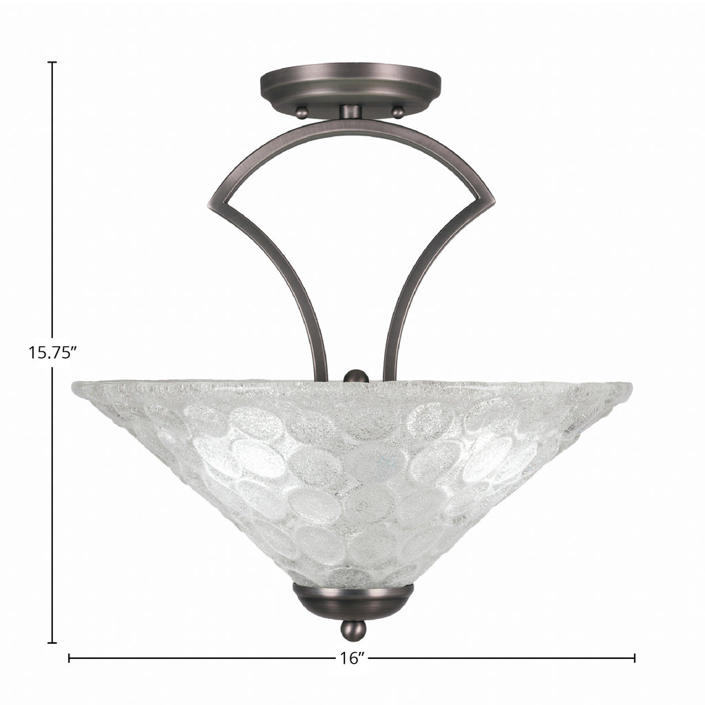 Zilo Three Light Semi-Flush Mount in Graphite with 16" Italian Bubble Shade