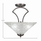 Zilo Three Light Semi-Flush Mount in Graphite with 16" Italian Bubble Shade