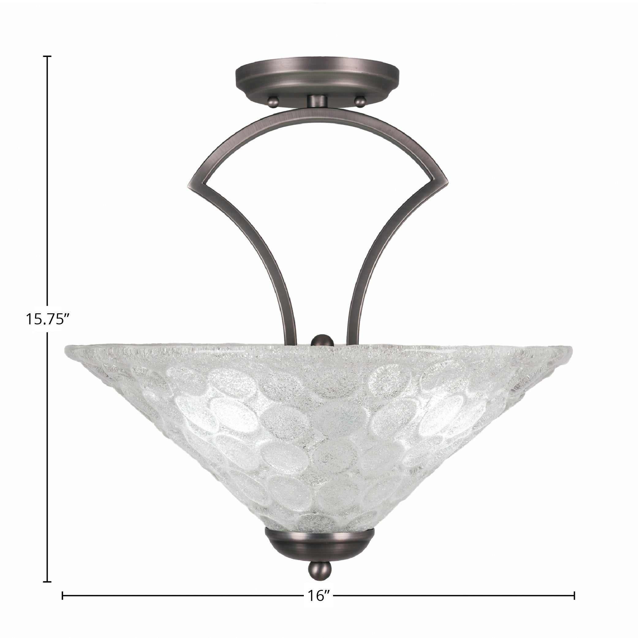 Zilo Three Light Semi-Flush Mount in Graphite with 16" Italian Bubble Shade