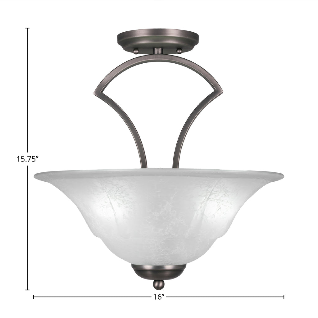 Zilo Three Light Semi-Flush Mount in Graphite with 16" White Marble Shade