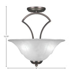Zilo Three Light Semi-Flush Mount in Graphite with 16" White Marble Shade
