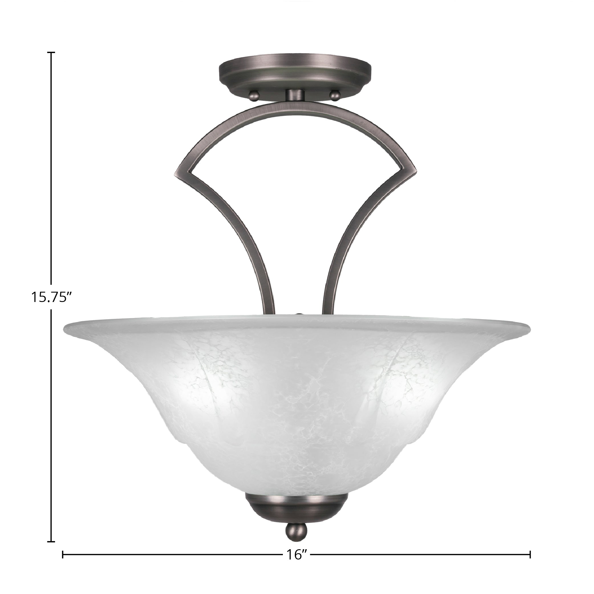 Zilo Three Light Semi-Flush Mount in Graphite with 16" White Marble Shade