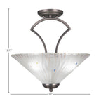Zilo Three Light Semi-Flush Mount in Graphite with 16" Frosted Crystal Shade