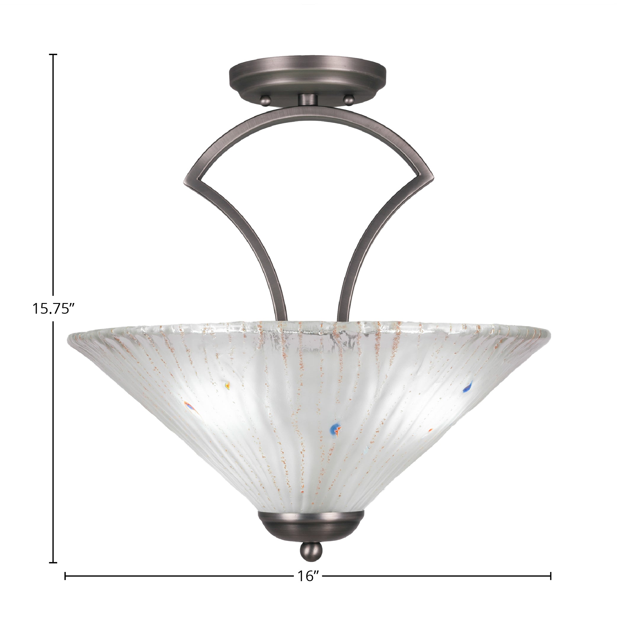Zilo Three Light Semi-Flush Mount in Graphite with 16" Frosted Crystal Shade