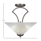 Zilo Three Light Semi-Flush Mount in Graphite with 16" Gold Ice Shade