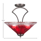 Zilo Three Light Semi-Flush Mount in Graphite with 16" Raspberry Crystal Shade