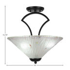 Zilo Three Light Semi-Flush Mount in Matte Black with 16" Frosted Crystal Shade