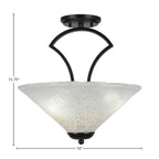 Zilo Three Light Semi-Flush Mount in Matte Black with 16" Gold Ice Shade