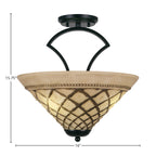 Zilo Three Light Semi-Flush Mount in Matte Black with 16" Chocolate Icing Shade