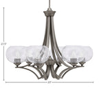 Zilo Six Light Chandelier in Graphite with 7" Clear Bubble Shade