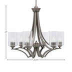Zilo Six Light Chandelier in Graphite with 4" Clear Bubble Shade